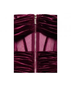 Miss Circle Corsets Irisa Burgundy Draping Off Shoulder Corset Dress