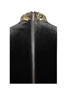 Miss Circle Zenaida Black Cutout High Slit Velvet Gown