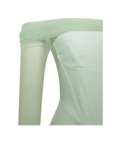 Miss Circle Uma Mint Sheer Mesh Sleeve Crepe Corset Dress