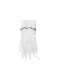 Miss Circle Quilla White Feather Crystal Sleeve Backless Blazer Dress Dresses