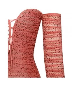 Miss Circle Dresses Blanca Poppy Off Shoulder Long Sleeve Mesh Dress With Crystals