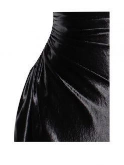 Miss Circle Montego Black Satin Side Slit Dress Sale