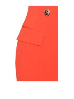 Miss Circle Keep One Up One Sleeved Orange Crepe Tuxedo Blazer Dress