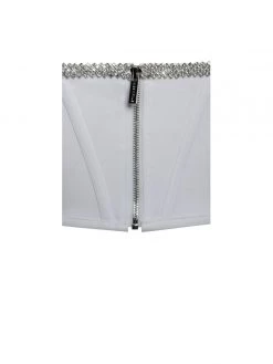 Miss Circle Corsets Melanie White Corset Top With Crystal Trim