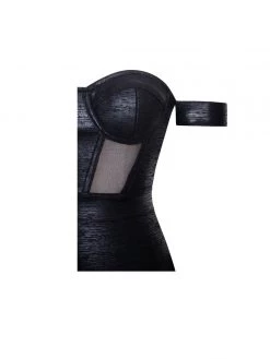 Miss Circle New In Irreplaceable Off Shoulder Black Metallic Bandage Dress