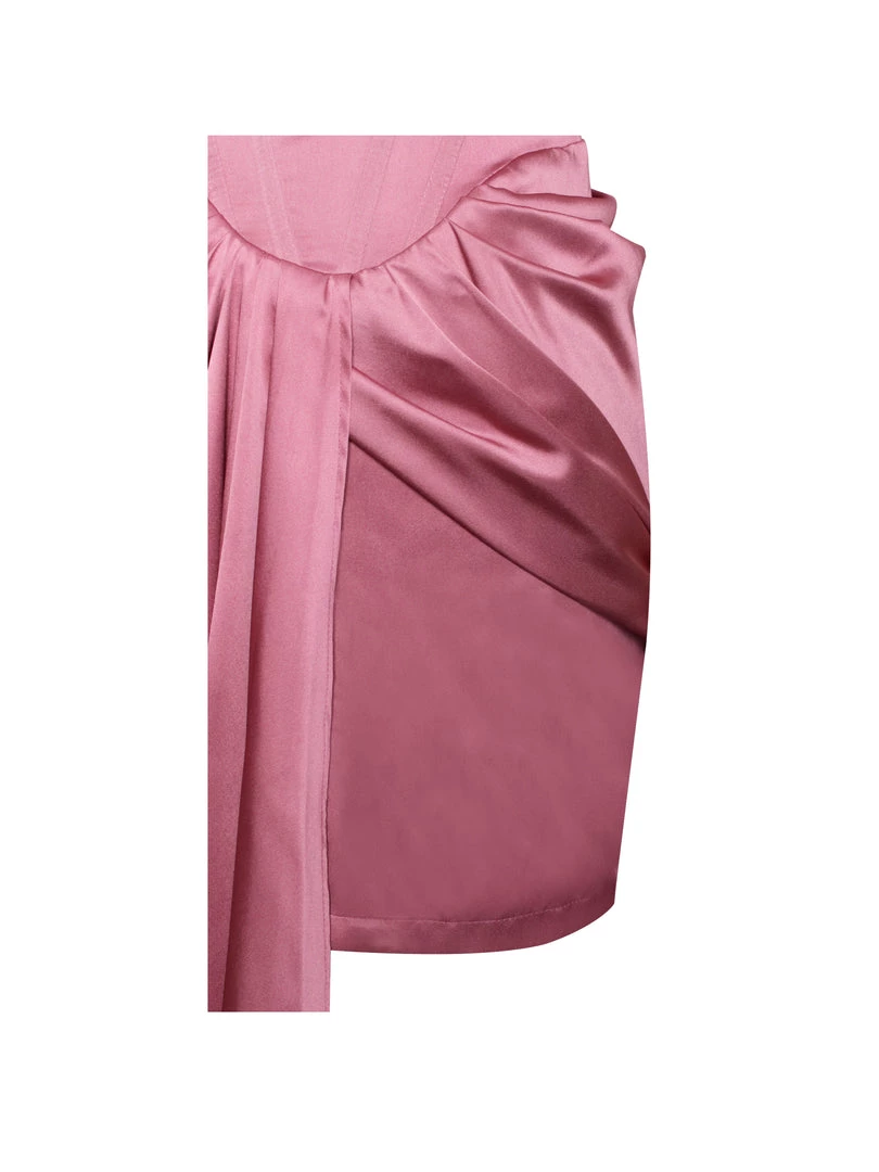 Miss Circle Corsets Xophia Mauve Pink Off Shoulder Satin Corset High Slit Dress