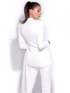 Miss Circle Tops Vandra White Draping Blazer Jacket