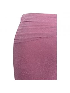 Miss Circle Toira Salmon Pink Metallic Cutout Jersey Skirt Bottoms