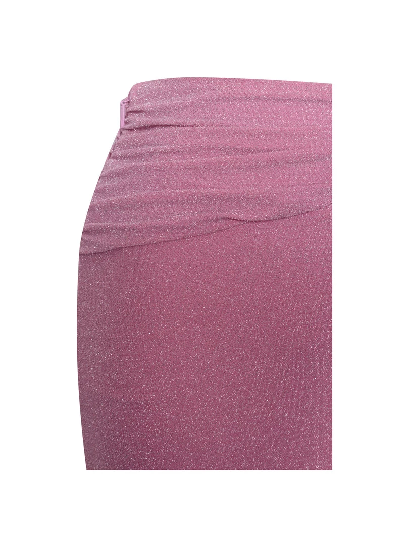 Miss Circle Toira Salmon Pink Metallic Cutout Jersey Skirt Bottoms