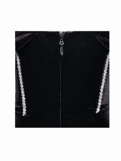 Miss Circle Nashla Black Off Shoulder Crystal Corset Velvet Dress