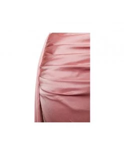 Miss Circle Vanity Blush Pink Satin High Slit Draping Corset Gown With Crystals Corsets