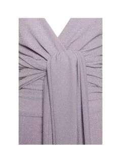 Miss Circle Quita Purple Metallic Tie Front Wide Leg Jumpsuit Dresses