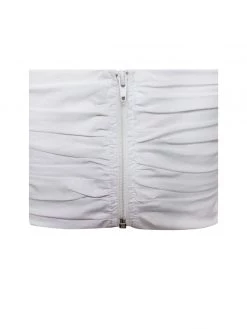 Miss Circle Romy White Lace Up Halter Neck Puff Sleeve Top New In