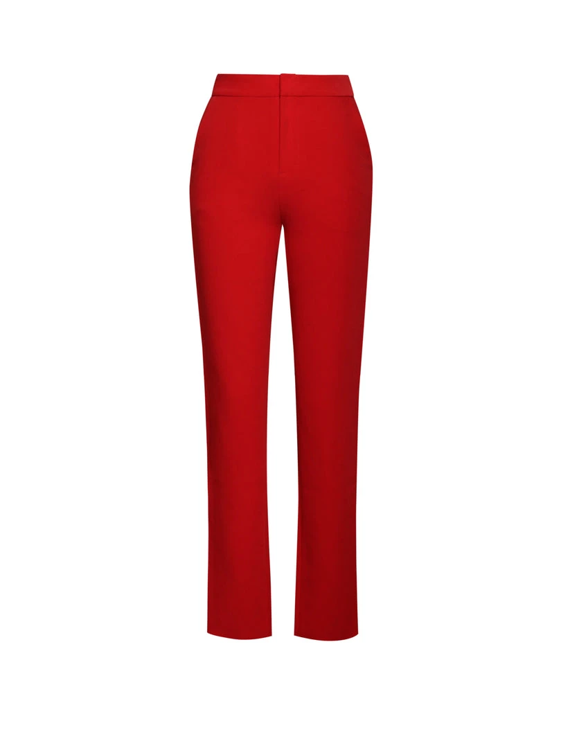 Miss Circle Vayla Red Skinny Fit Crepe Trousers
