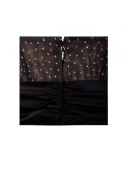 Miss Circle Darlene Black Off Shoulder Corset Satin Dress With Crystals Corsets