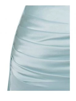 Miss Circle Elayna Pale Blue Strappy Satin Corset High Slit Gown