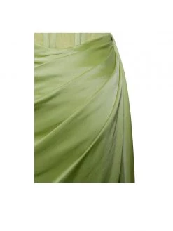 Miss Circle Corsets Prisa Lime High Slit Satin Corset Gown