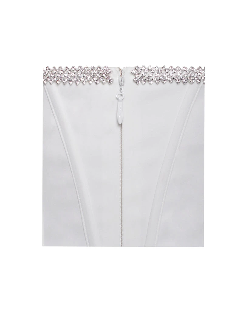 Miss Circle Annika White Off Shoulder Long Sleeve Corset Dress With Crystal Trim Corsets