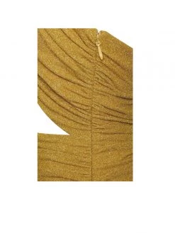 Miss Circle Ulani Gold Metallic Twist Neck Mini Dress Dresses