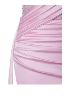 Miss Circle Corsets Holly Pink Crystallized Corset High Slit Satin Gown