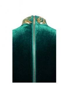 Miss Circle Zenaida Emerald Green Cutout High Slit Velvet Gown