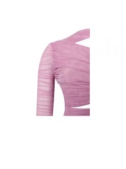 Miss Circle Camille Rose Pink Cutout Mesh Mini Dress