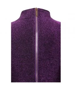 Miss Circle Payson Purple Long Sleeve Metallic Jersey Cutout Dress Dresses