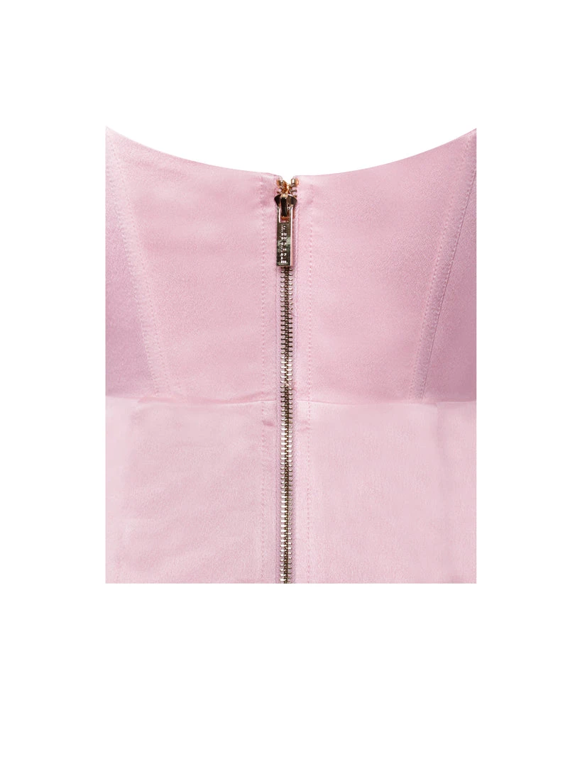 Miss Circle Camila Pink Satin Corset Dress With Crystals Corsets