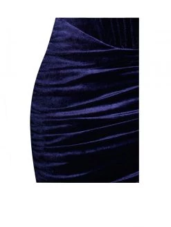 Miss Circle Odette Navy Velvet Off Shoulder Corset Dress With Crystal Trim