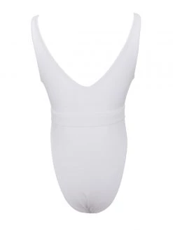 Miss Circle Swim Collection Ayla White Thong Swimsuit With Belt