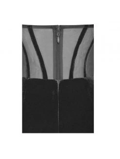 Miss Circle Priya Black Draping Corset High Slit Velvet Gown Corsets