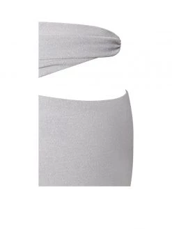 Miss Circle Bottoms Toira Silver Metallic Jersey Cutout Skirt