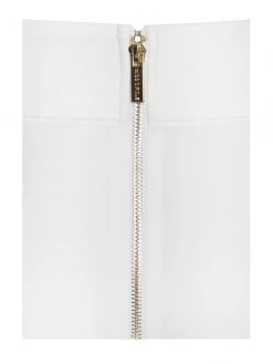 Miss Circle Never Enough White Stretch Crepe Wide Leg Trousers