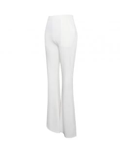 Miss Circle Rylee White Stretch Crepe Trousers Bottoms