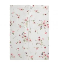 Miss Circle Mary White Floral Slit Skirt With Crystal Waist String