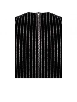 Miss Circle Kamila Black Stripe Velvet Long Sleeve Dress