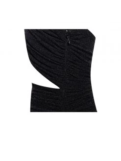 Miss Circle Urvi Black Long Sleeve Criss Cross Glitter Jersey Dress Dresses