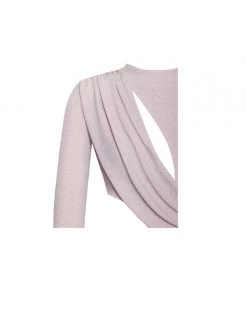 Miss Circle Payson Pink Long Sleeve Metallic Jersey Cutout Dress