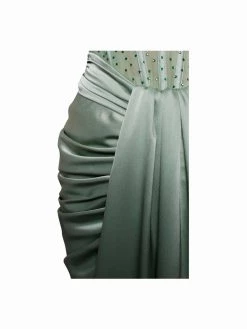 Miss Circle Stella Basil Off Shoulder Crystal Corset Satin Gown Corsets