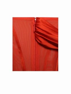 Miss Circle Rebeca Poinciana Satin High Slit Corset Gown Corsets