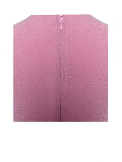 Miss Circle Teia Salmon Pink Metallic Jersey Cutout Top