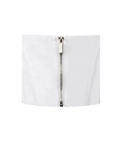 Miss Circle Corsets Evie White Satin Puff Sleeve Corset Top