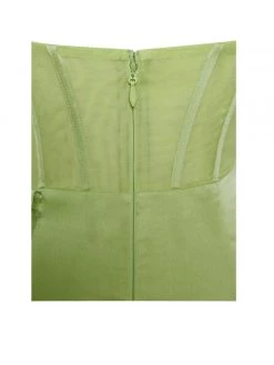 Miss Circle Corsets Prisa Lime High Slit Satin Corset Gown