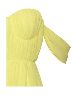 Miss Circle Paradise High Slit Yellow Chiffon Maxi Dress Dresses