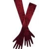 Miss Circle Ozella Burgundy Velvet Opera-length Gloves