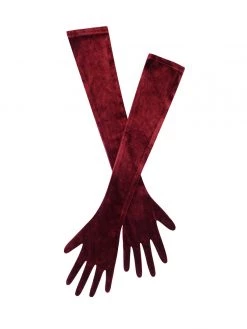 Miss Circle Ozella Burgundy Velvet Opera-length Gloves
