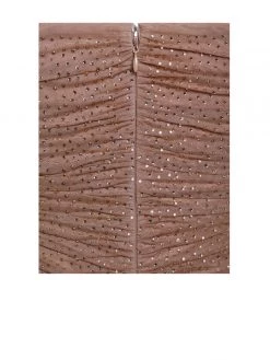 Miss Circle Casimira Nude Mesh Crystal Dress With White Feather Trim