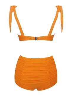 Miss Circle Milana Orange Ruched Bikini Bottom