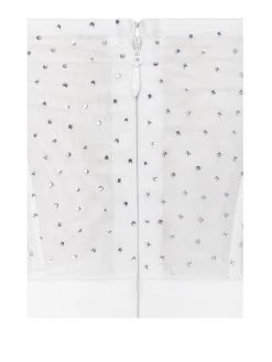 Miss Circle Holly White Crystallized Corset High Slit Satin Gown Corsets