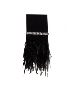 Miss Circle Quilla Black Feather Crystal Sleeve Backless Blazer Dress